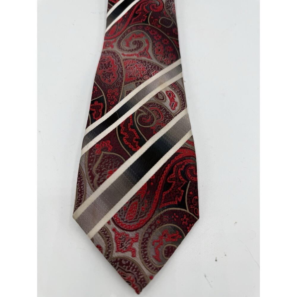 John Sparks Tie Luxury Reds Purple Brown Paisley